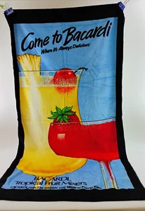 1987 Bacardi Rum Beach Towel Mixed Drink Bright Colors Come to Bacardi 30" x 58" - Picture 1 of 5