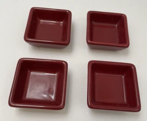 4 Pampered Chef Simple Additions Petite Square Condiments Bowls Cranberry - EUC - Picture 1 of 3