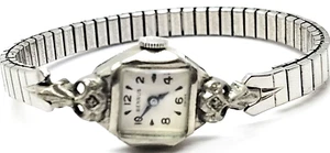 C ladies Vintage Benrus 2 Real Diamonds Manual Wind Cocktail Old Watch parts lot - Picture 1 of 4