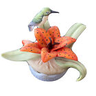Georgian Fine Porcelain Humming Bird With Tiger Lilly Flower Figurine