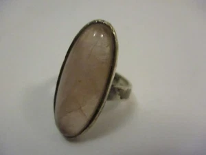 Vintage 1960 813 Silver Oval Rose Quartz Cocktail Ring Helsinki Finland 813H - Picture 1 of 8