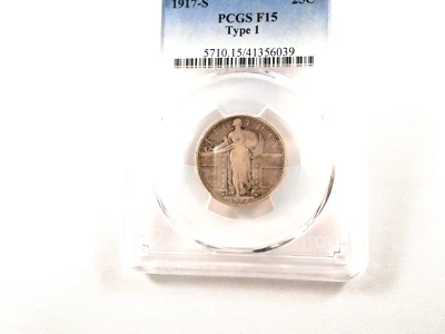 1917-S  Standing Liberty Quarter Type I, PCGS F-15, Better Date / Type - Image 1 of 4