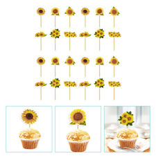  24 Pcs Paper Sunflower Cake Inserts Cupcake Topper Sticks Cute Gifts