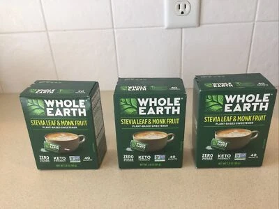 Paquete de 3 paquetes de hojas de stevia y frutas de monje de tierra entera Foto 1 de 3