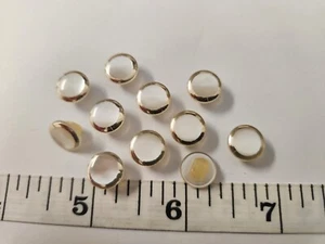 VINTAGE BUTTONS SET OF 12 SMALL TINY MOTHER OF PEARL GOLD TUZ3560 - Picture 1 of 1