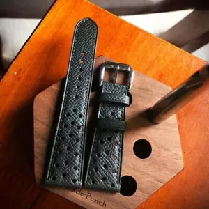 Cinturino Orologio In pelle di vitello Nero Rally Epsom 18 mm 20 mm 22 mm - Foto 1 di 11