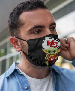 Máscara facial divertida de los Kansas City Chiefs de la NFL para bebé Yoda CHIEFS reutilizable lavable - Imagen 1 de 24