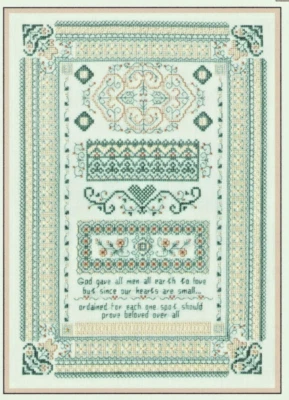 Cross Stitch Beloved Hearts Psalm Vintage Gorgeous Heirloom Anniversary Marriage — 第 1/4 张图片