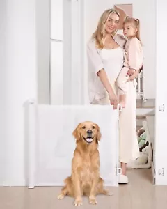 Einziehbares Babytor, Netz Baby Haustier Tor 33"" hoch, erstreckt sich bis zu 55"" W (WEISS) - Bild 1 von 6