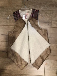 Fliegende Tomatenweste Sherpa Kunstleder/Wildleder Southwestern Boho aztekisch klein - Neu mit Etikett - Bild 1 von 3
