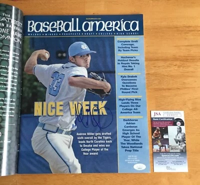 Andrew Miller Yankees Red Sox Signed Autograph Baseball America Magazine JSA COA - Image 1 of 4