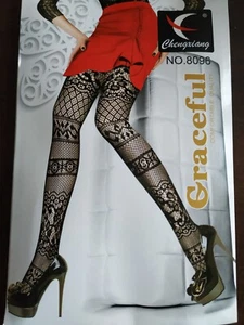 Tattoo Design Fishnet Tights Black One Size - Picture 1 of 1