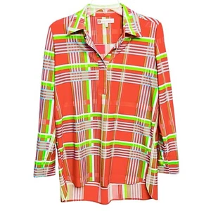 Jude Connelly Cloth Top Multicolor Geometric Collar Long Sleeve Pullover Shirt S - Picture 1 of 11