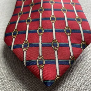 Paolo Gucci Men’s Necktie Logo 100% Silk Red Equestrian Made In Italy 4x58” EUC - Picture 1 of 10