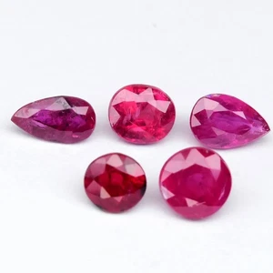 ๐ 1.79ct 5pcs Lot Mix Shape Natural Pinkish Red Ruby - Heated, Mozambique Gems - Picture 1 of 5