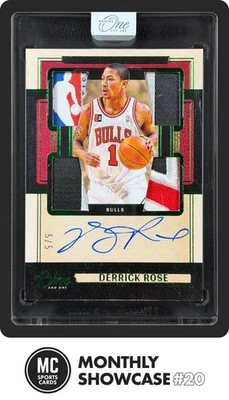 DERRICK ROSE 2024-25 PANINI ONE AND ONE QUAD PATCH AUTO LOGOMAN TAG EMERALD 5/5 - Image 1 of 4