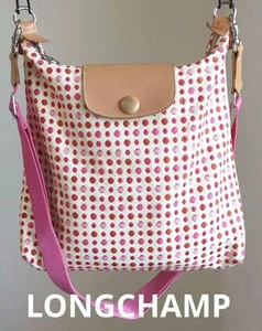 Longchamp Le Pliage Schultertasche rosa Tupfenmuster leicht faltbar Beuteltasche - Bild 1 von 12