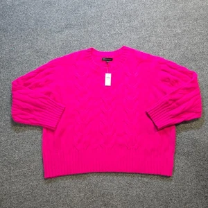 Banana Republic Pullover Damen Größe XXL Rosa Zopfmuster Merinowolle Neon Freizeit - Bild 1 von 10