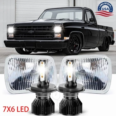 For Chevrolet C10 C20 C30 K10 K20 K30 100W 7x6 inch LED Headlight High Low Beam — 第 1/4 张图片