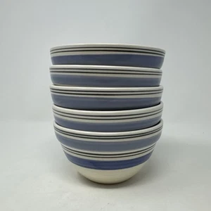 Pfaltzgraff RIO Set of 5 Soup Cereal Blue White Striped Stoneware EUC - Picture 1 of 6