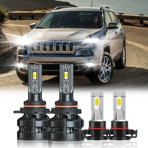 LED Headlight Fog Bulbs Combo For Jeep Cherokee Latitude Sport Utility 2014-2015 - Picture 1 of 20