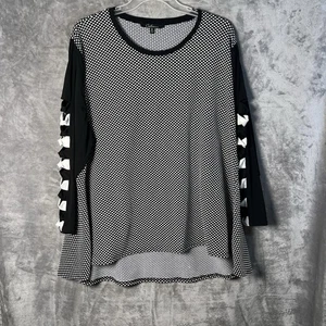 Calessa Mujer Abierta Manga Larga Blanco y Negro Polkadot Talla 3X - Imagen 1 de 8