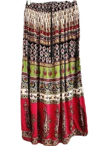 Just Crusing Maxi Skirt Hippie Rock Retro Boho Gypsy Kjol Jupe Ethnic Festival - Picture 1 of 11