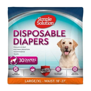 XL Disposable Female Dog Diapers, Leak Proof, Wetness Indicator, 30 Count, 18-27 - Picture 1 of 6