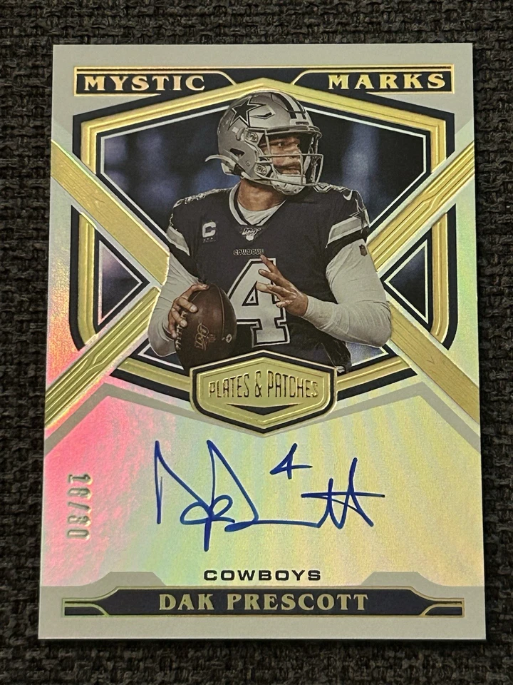 2020 Plates & Patches Dak Prescott Mystic Marks Auto /30 #MY-DP Dallas Cowboys - Image 1 of 3