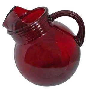 Vintage Ruby Red Depression Glass Tilt Ball Pitcher Anchor Hocking Mid Century - Picture 1 of 6