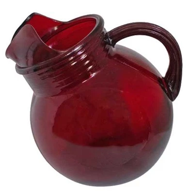 Vintage Ruby Red Depression Glass Tilt Ball Pitcher Anchor Hocking Mid Century - Image 1 of 4