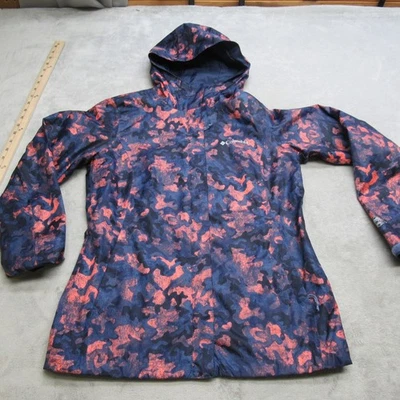 Chaqueta Columbia Mujer XS Azul Camuflaje Arcadia Impermeable Capucha Cremallera Completa Paquete Ligero Foto 1 de 4