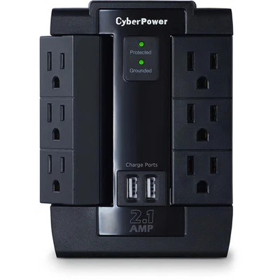 CyberPower Professional Surge Protector 6AC 8 Outlet Swivel with 2 USB – Black - Image 1 of 4