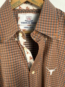 Thomas Dean Collegiate Texas Longhorns UT Men’s Plaid Button Down L/S Preppy EUC - Picture 1 of 9
