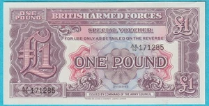 Großbritannien - 2. Serie (1948) Britische Streitkräfte 1 Pfund Spezial Gutschein Schein CU - Bild 1 von 2