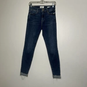 Pantalones de mezclilla FRAME Le Skinny De Jeanne 27 tiro medio corte dobladillo crudo - Imagen 1 de 8
