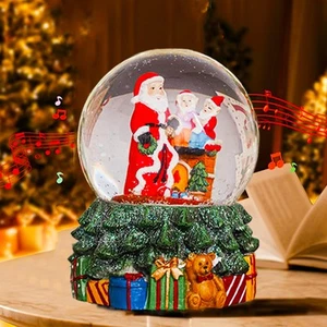 Christmas Snow Globes with Music Box Glitter 100mm Water Globe Xmas for Home ... - Picture 1 of 9