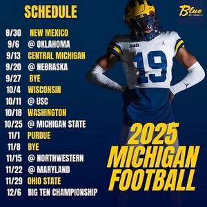 MICHIGAN WOLVERINES Football 2025 Schedule FRIDGE MAGNET 8" x 8" - Picture 1 of 1