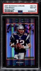 2007 Bowman Chrome #BC172 Tom Brady Refractor PSA 8 NM-MT Patriots HOF - Picture 1 of 2