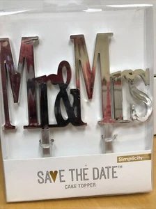 Mr & Mrs Silver Wedding Cake Topper Bridal Decoration 5" W x 3" H - NEW! - Picture 1 of 6