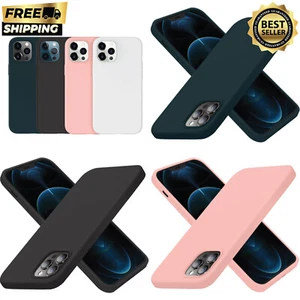 For iPhone 13 12 11 Pro Max XS XR X Liquid Silicone Cover Thin Case Camera - Photo 1 sur 11