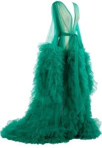 Tulle Bridal Robe Size Large Sexy Maternity Robe for Photoshoot Old Hollywood - Picture 1 of 10