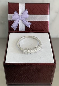 Swarovski Bandring Zirkonia 5 Steine von J Francis 925 Sterling Silber Größe 11 - Bild 1 von 22