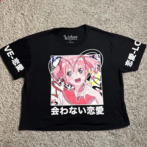 Weekend Warrior Love Movement Anime Manga Crop Top Shirt Women Size L Large - Picture 1 of 11