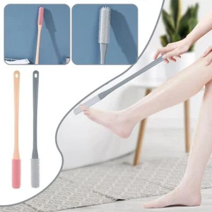 Zehenreinigungsbürste, Fußschrubber in der Dusche, langer Griff Silikon Fußbürste heiß - Bild 1 von 13