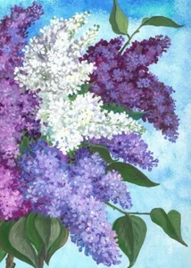 5x7 Impresión de Pintura RYTA ARTE Lila Primavera Pascua Flores Arte Popular Jardín Sol - Imagen 1 de 1