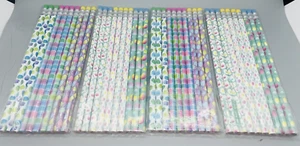40 (4 piezas de 10) lápices de Pascua recompensas aula huevos rayas primavera 6 diseños - Imagen 1 de 7
