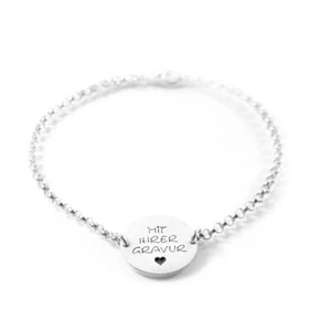 Armband Gravur 925 Silber rund Name Datum Kreuz Taufschmuck Stern Herz PSA4KE5 - Bild 1 von 2