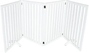 36" 4 Panels Foldable Pet Gate Dog Fence w/ 2PCS Support Feet for House Doorways - Picture 1 of 6