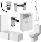 L Shaped Complete Bathroom Suite Close Coupled Toilet Vanity Unit Bath Taps Set